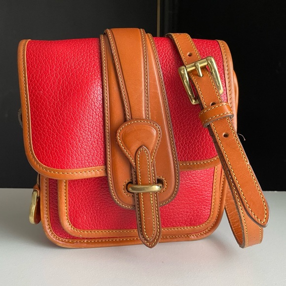 Dooney & Bourke Red Brown Leather Mini Binoculars Equestrian Crossbody Bag - Picture 2 of 16